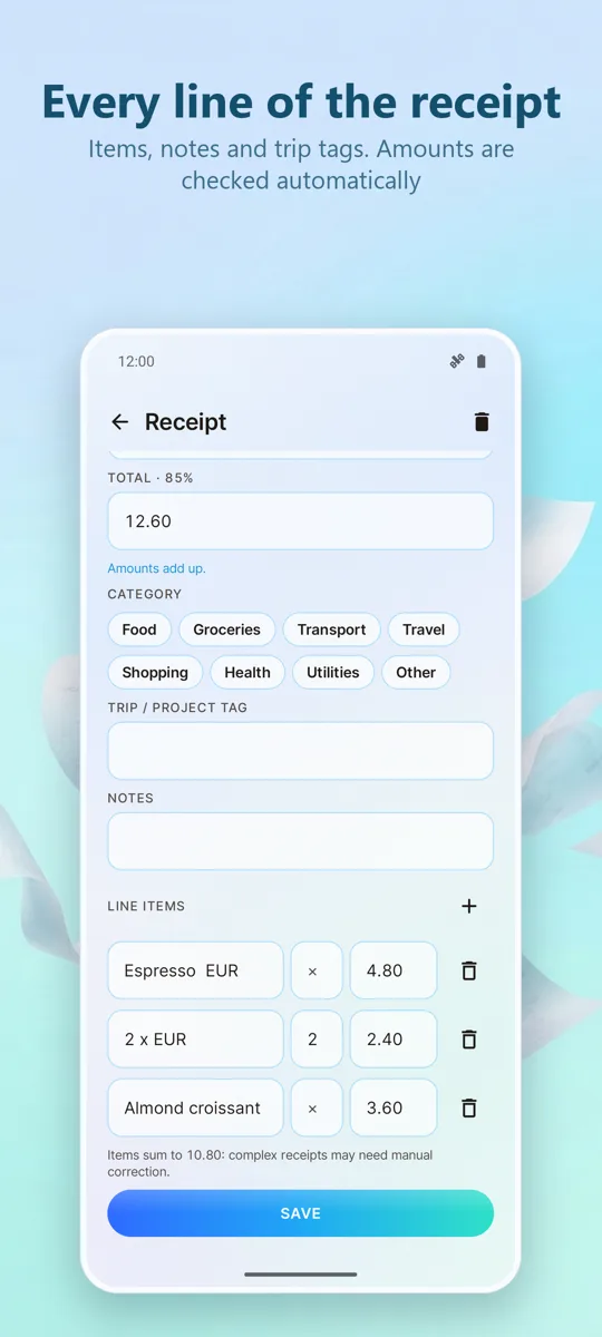 Receipt Scanner: Expenses: 