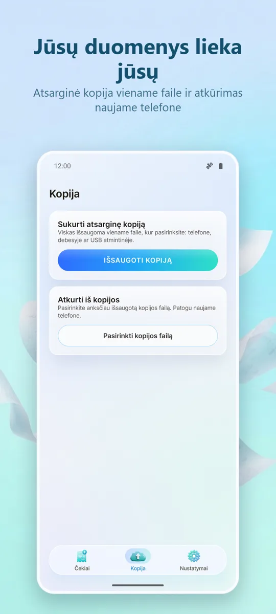 Kvitų skaitytuvas: Išlaidos: ekrano kopija 4