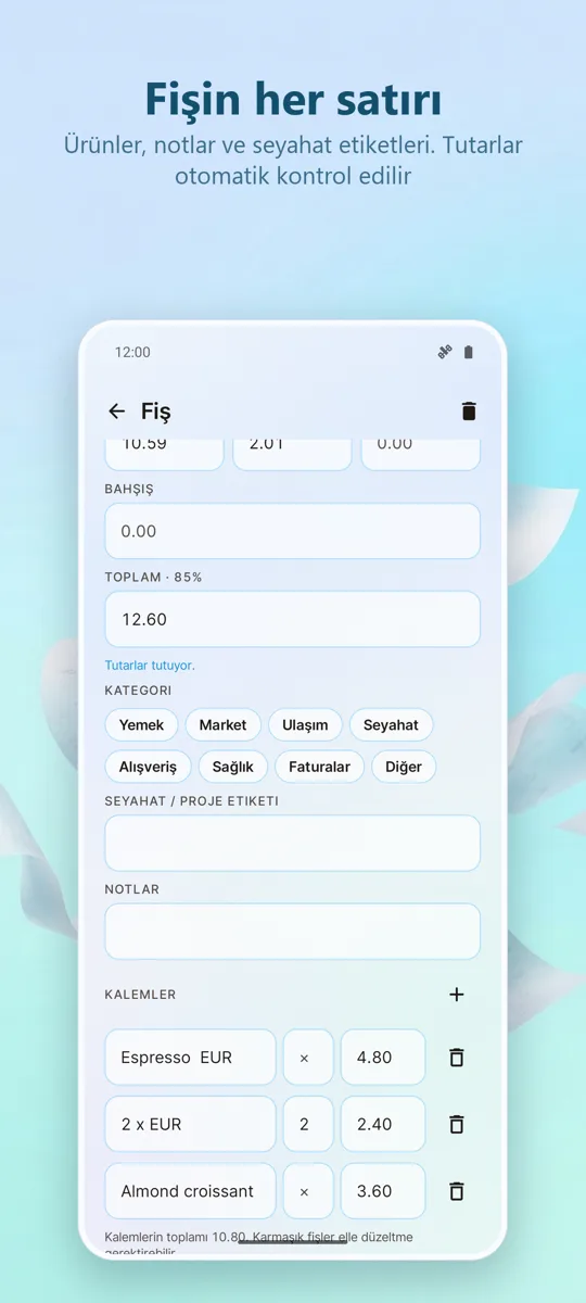 Fatura Tarayıcı: Giderler: ekran görüntüsü 3