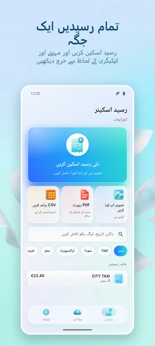 رسید سکینر: اخراجات: مرکزی اسکرین