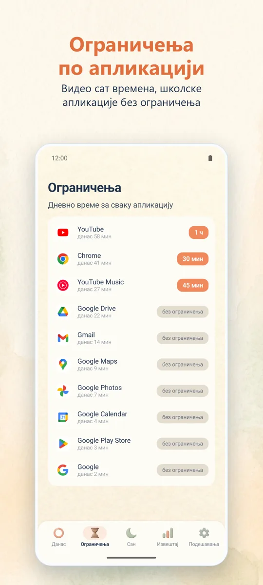 Родитељски надзор: снимак екрана 2