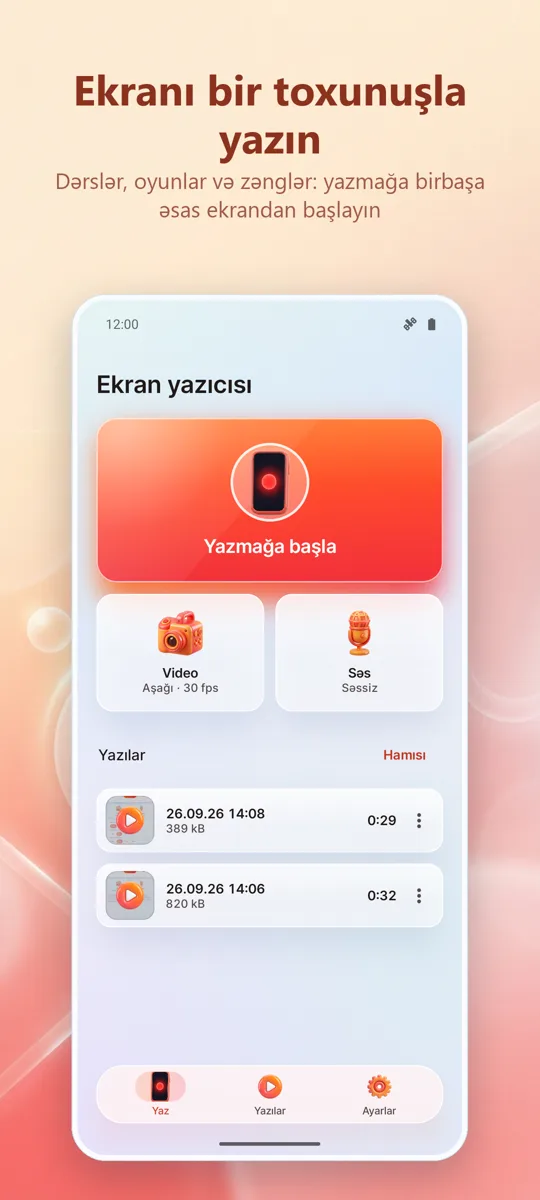 Ekran Yazıcı: HD Qeyd: əsas ekran