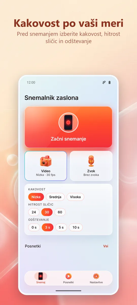 Snemalnik zaslona: HD snemanje: posnetek zaslona 2