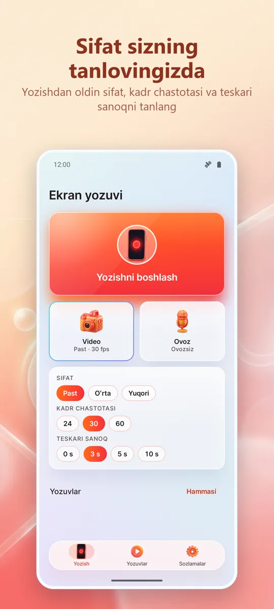 Ekran yozuvchisi: HD yozish: skrinshot 2