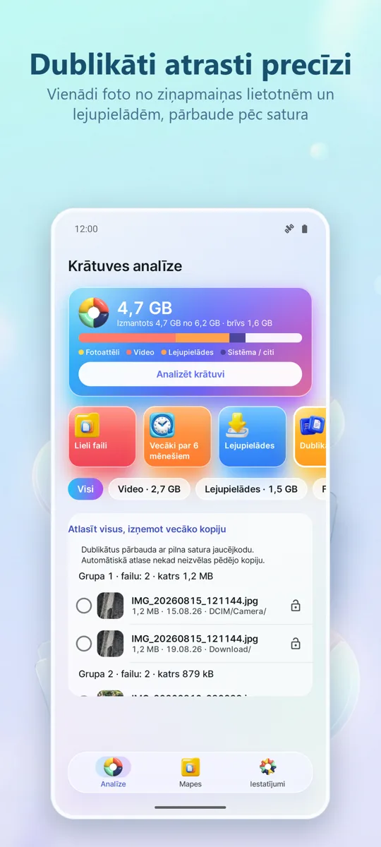 Krātuves analizators: Tīrītājs: ekrānuzņēmums 2