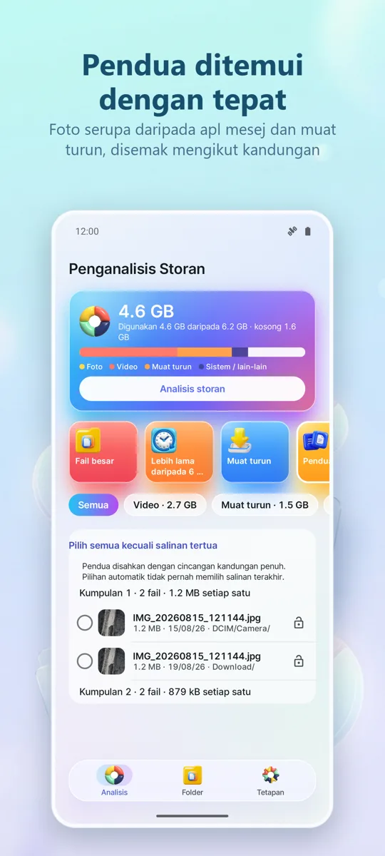 Penganalisis Storan: Pembersih: tangkapan skrin 2