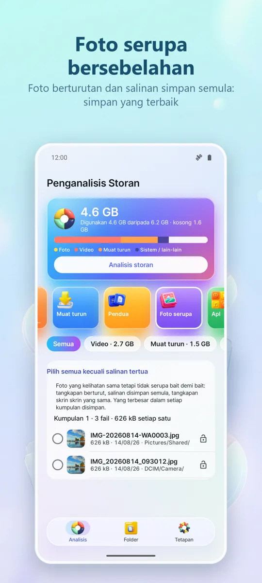 Penganalisis Storan: Pembersih: tangkapan skrin 3