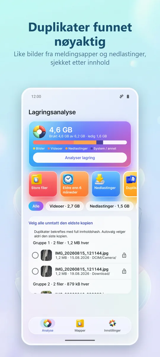 Lagringsanalyse: Rens: skjermbilde 2