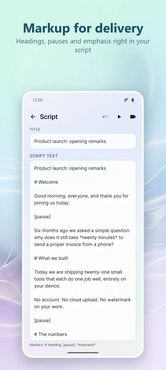 Teleprompter for Video: screenshot 2