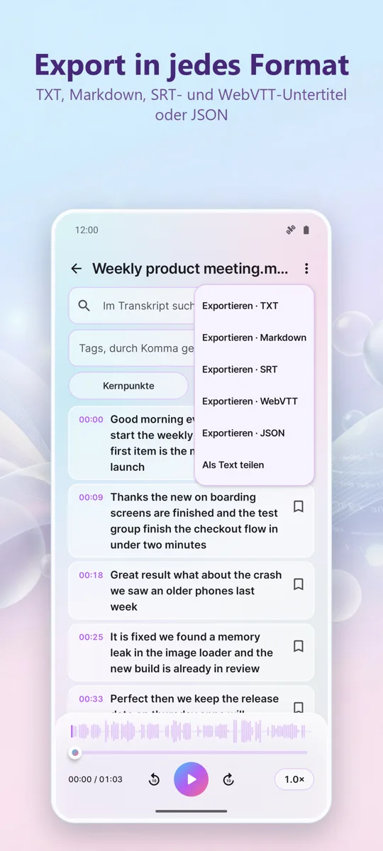 KI-Transkription & Untertitel: Screenshot 4