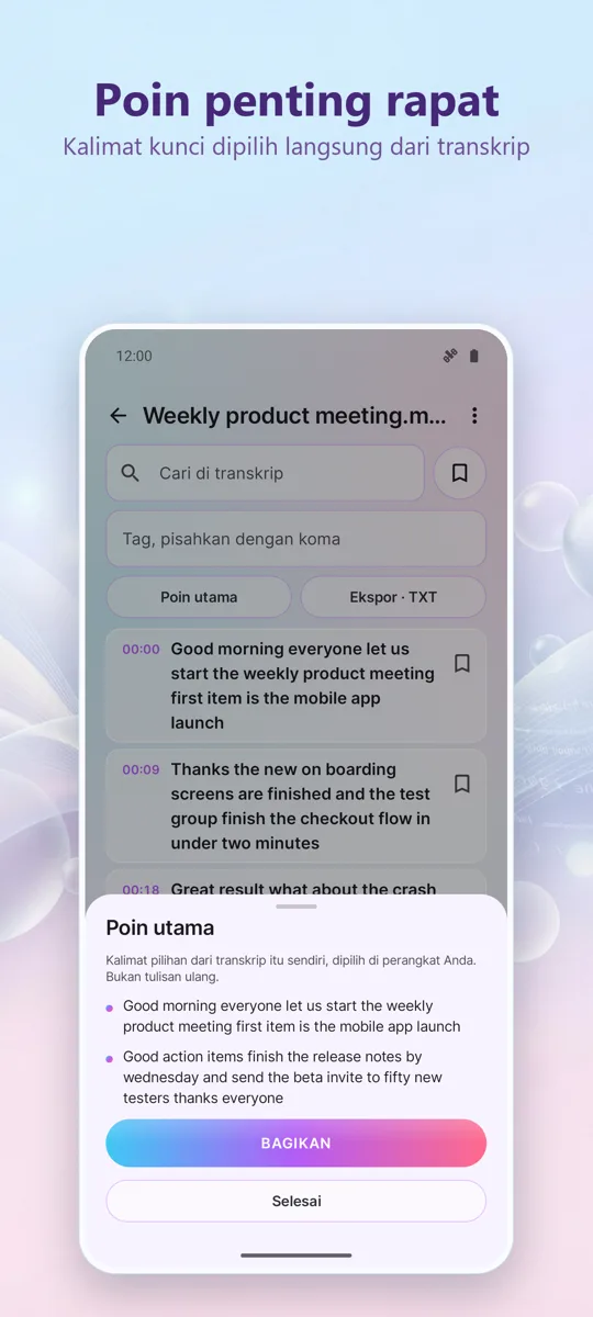 Transkripsi & Teks AI: tangkapan layar 3