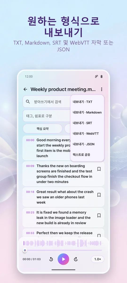 AI 음성 인식 및 자막: 스크린샷 4