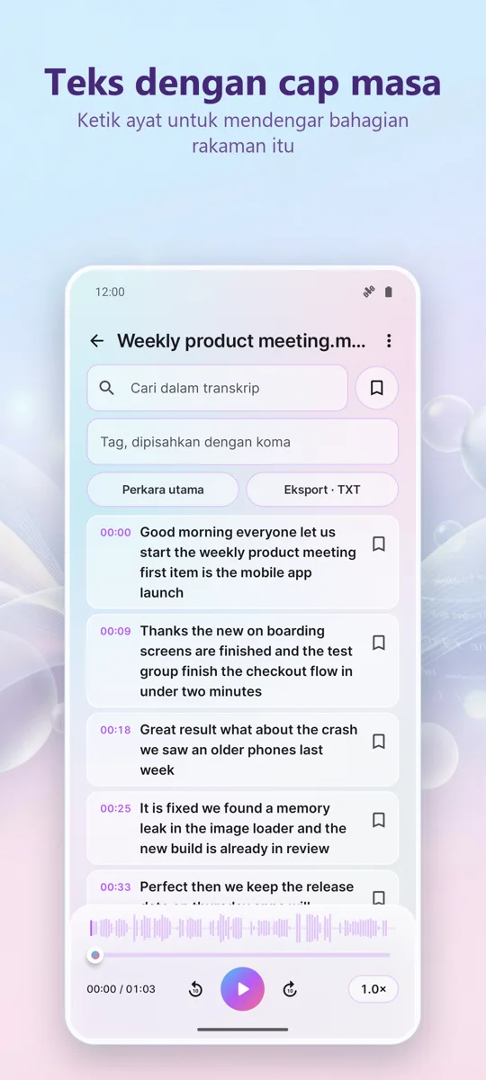 Transkripsi & Kapsyen AI: tangkapan skrin 2