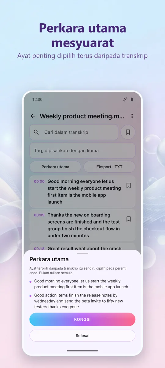Transkripsi & Kapsyen AI: tangkapan skrin 3