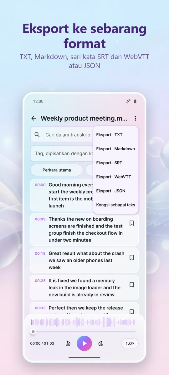 Transkripsi & Kapsyen AI: tangkapan skrin 4
