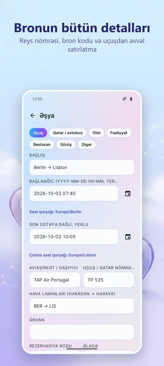 Səyahət planlayıcısı: ekran görüntüsü 4