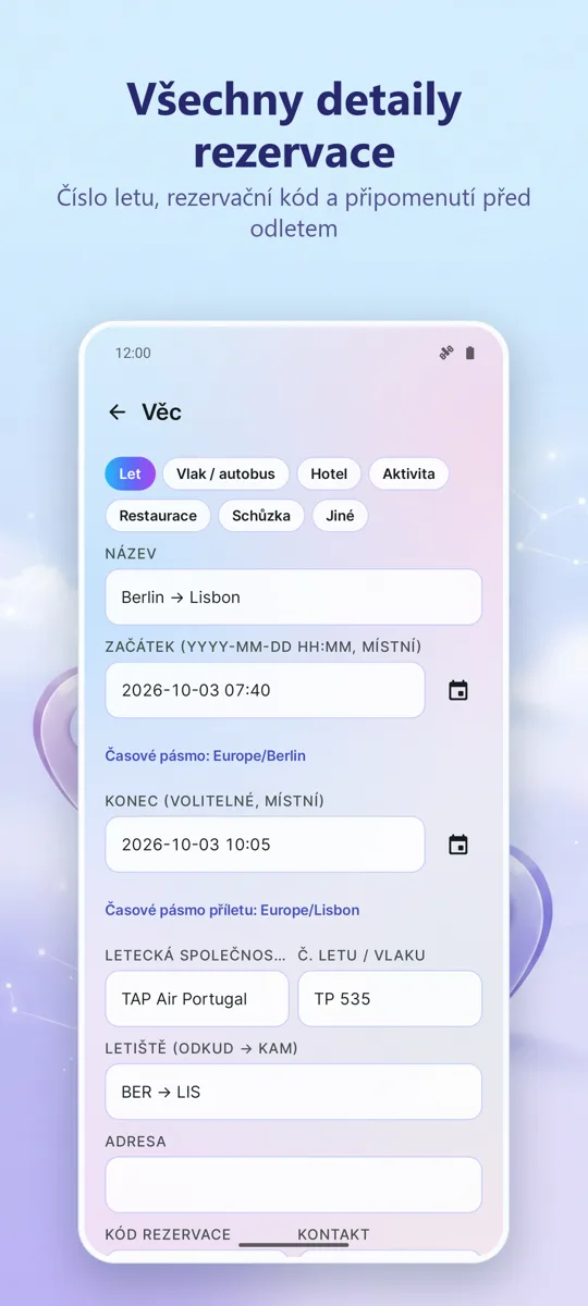 Organizátor cest: snímek obrazovky 4