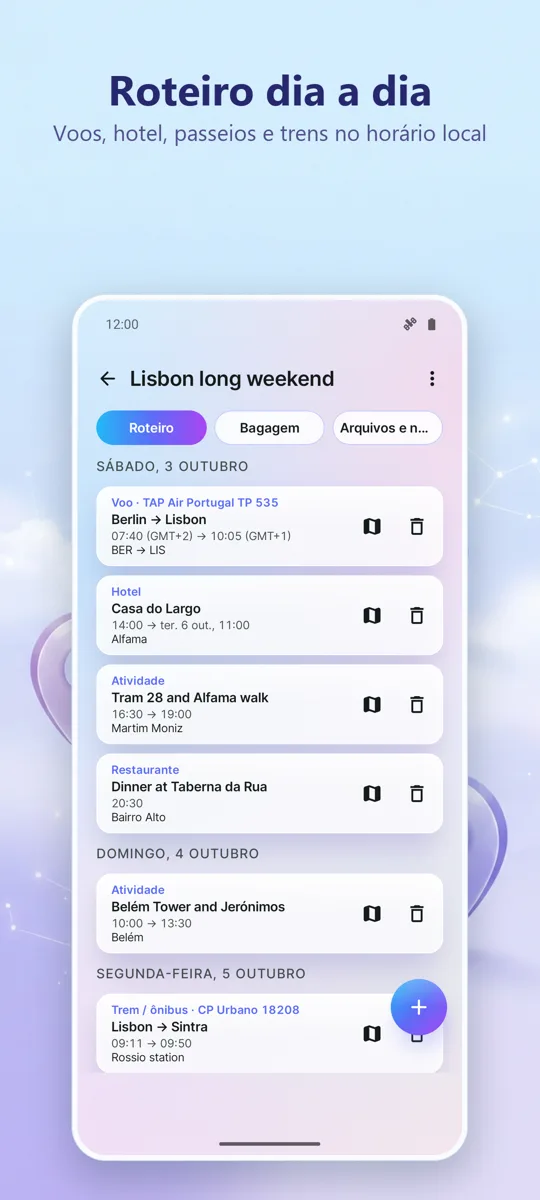 Organizador de Viagens: Plano: captura de tela 2