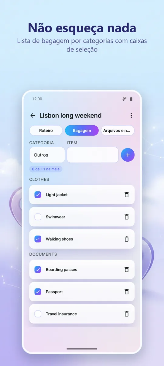Organizador de Viagens: Plano: captura de tela 3