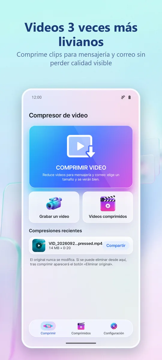 Compresor de video: pantalla principal