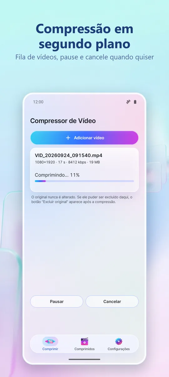 Compressor de Vídeo: captura de tela 3